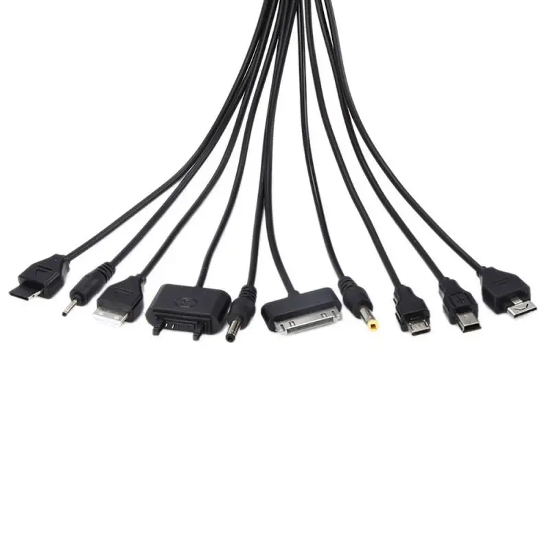 Полезный черный 10 в 1 USB 2,0 версия мульти зарядное устройство кабель для мобильного телефона универсальный штекер к мульти разъем кабель для зарядного устройства
