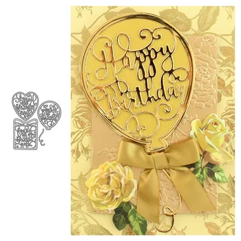 

JC Happy Birthday Mother's Day Heart Balloon Metal Cutting Dies Scrapbooking Craft Mold Stencil Handmade Punch Model Template