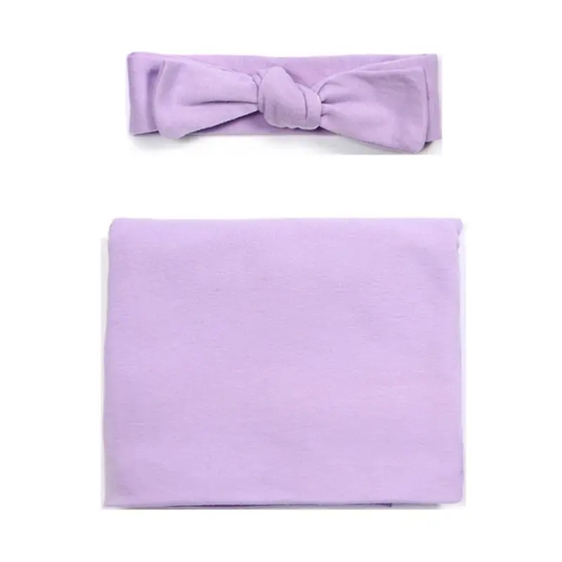 2 шт./компл. сплошной Цвет детское одеяло оголовье, набор простой пеленки для новорожденных повязка на голову Одеяло app.90 x 90 см