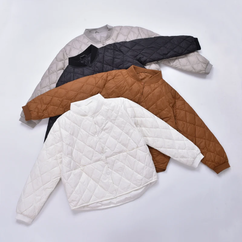 Женский бейсбольный пуховик осенне зимняя теплая парка на утином пуху свободное