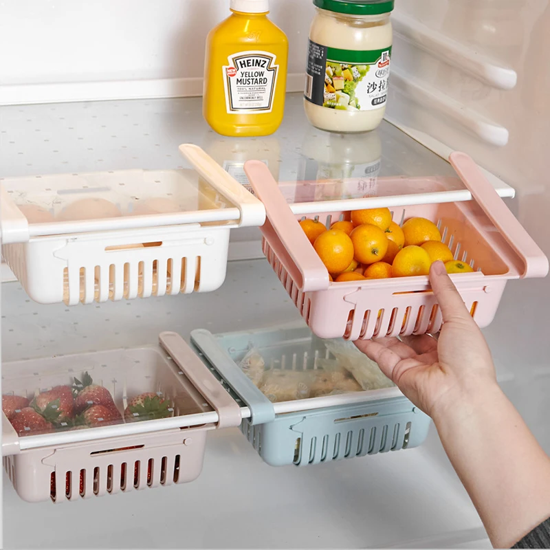 

Adjustable Refrigerator Storage Box Fresh Spacer Layer Storage Rack Drawer Freezer Shelf Sort Kitchen Oganizer Tool 20.5*16.4cm