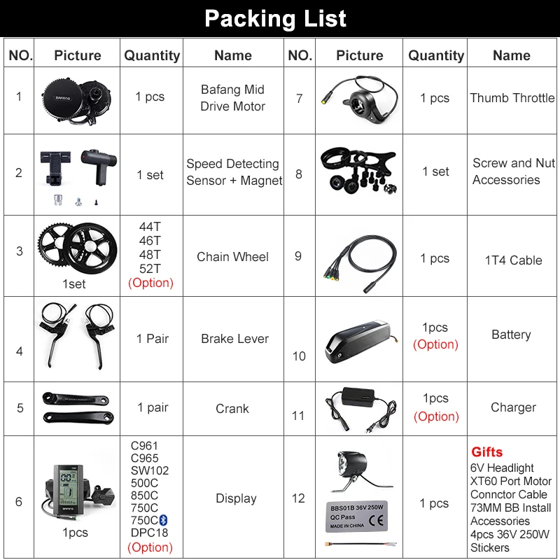 Clearance Bafang BBS02B 48V 750W Electric Bicycle Mid Drive Motor Conversion Kit E bike Engine w/ 52V 14Ah 17.5Ah battery in Samsung Cells 5