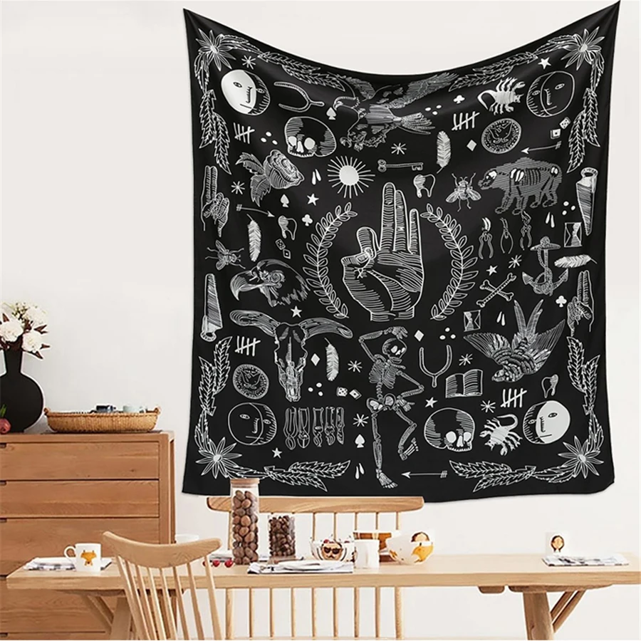 Ткань с рисунком мандалы подвесной гобелен на Хэллоуин OK Орл медведь черный