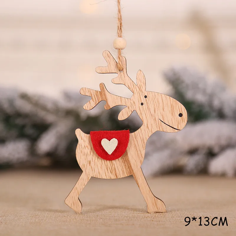 Новогодняя натуральная Деревянная Рождественская елка орнамент деревянный кулон Рождественский подарок Noel Рождественское украшение для дома Navidad Deco - Цвет: Elk