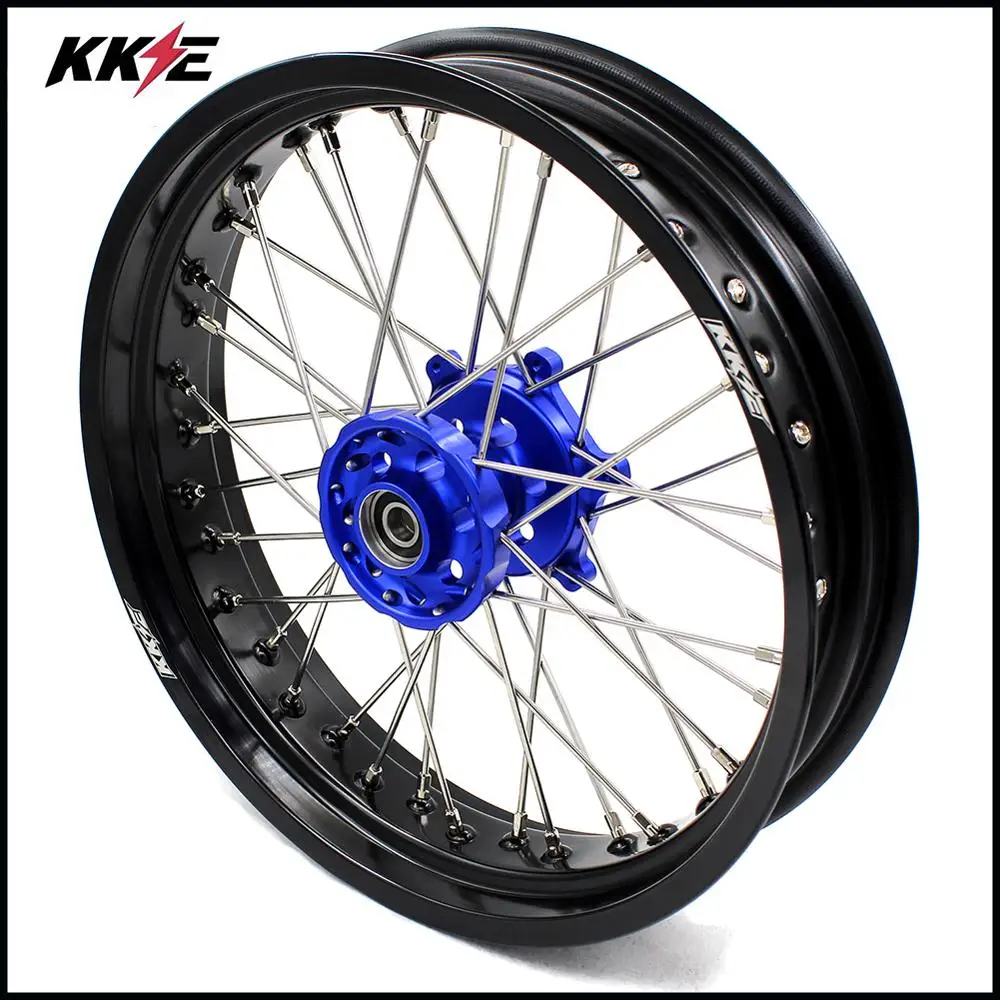 KKE 3,5& 4,25 Supermoto набор колес для YAMAHA WR250R 2008- Motard диски синие CNC ступицы