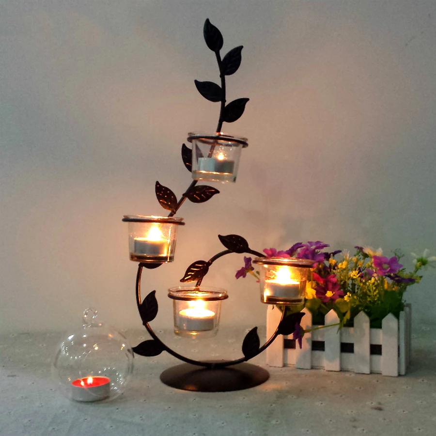 С украшением в виде кристаллов Tealight подсвечники подсвечник Nordic украшения дома подсвечник Фонари Стекло LLC148