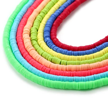 DIY Jewelry Making Accessories: 15-Inch Strand of 8mm Flat Round Boho African Disc Soft Clay Beads - Mixed Colors for Spacer and Chip Disk Designs