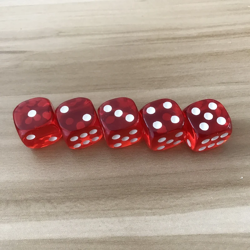 New 50/100200 Pcs/Lot 19mm Red Transparent Dice Acrylic Rounded Corner Drinking Dice Nightclub Bars KTV Entertainment Set