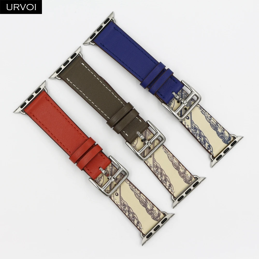 URVOI печатных один тур band для apple watch серии 5/4 3/2/1 Swift кожаный ремешок наручных часов