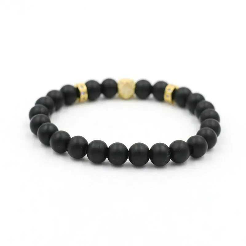 Мода Masculinas матовый оникс Камень микро CZ геометрический браслет для женщин Pulseras Hombre Bracciali мужской эластичный браслет из бусин