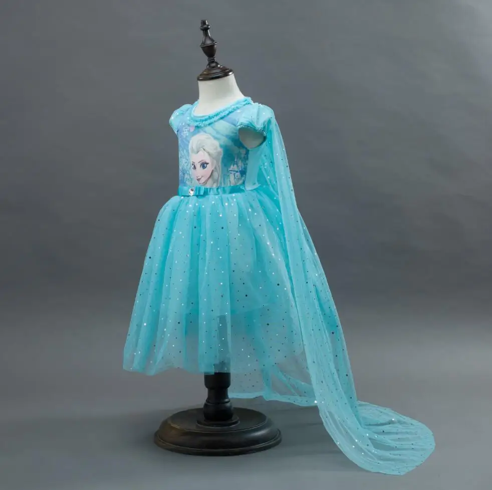 5pcs Girls Summer Dress Elsa Anna Baby Kids Clothes Girl Snow Queen Cosplay Costume Birthday Party Children Clothing Vestidos