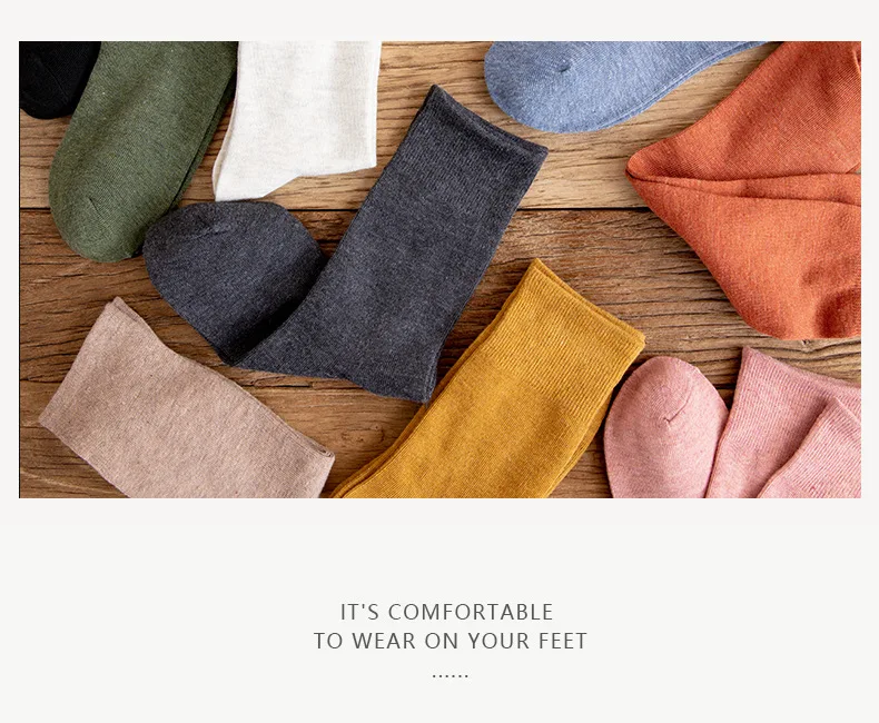 Solid color socks Ⅰ Middle tube Knitted Japanese Korea Loose Long Socks Women Pile Ins Soft Fashion girls Spring and Autumn