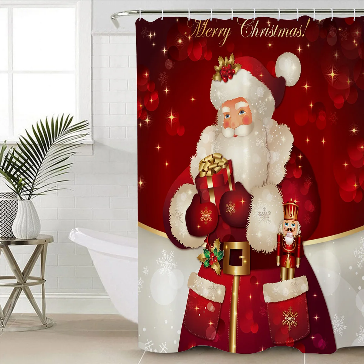 Merry Christans Santa занавеска для душа Водонепроницаемая занавеска для ванной комнаты