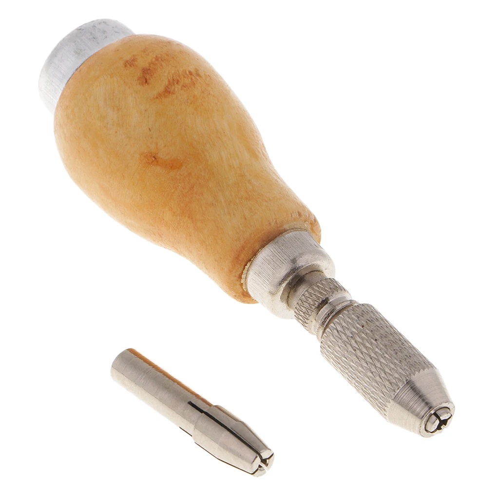 Wooden Gourd Head Pin Vice Mini Hand Drill Hole Drill fit for 1.0-2.4mm Drill Bits for Hobbies DIY Woodworking Handicraft Tools