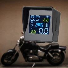 Motosiklet TPMS USB Solar şarj Motor lastik basınç lastik sıcaklık izleme Alarm sistemi ile 2 harici sensörler