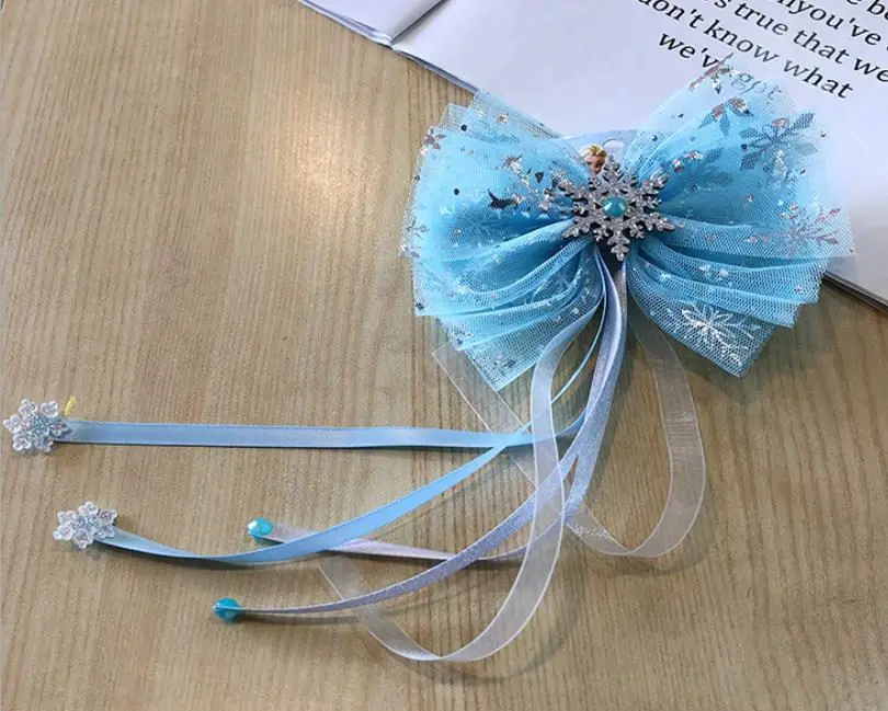 Новый шифоновый бант Блестящий Снежинка заколки для волос девочек цветной парик