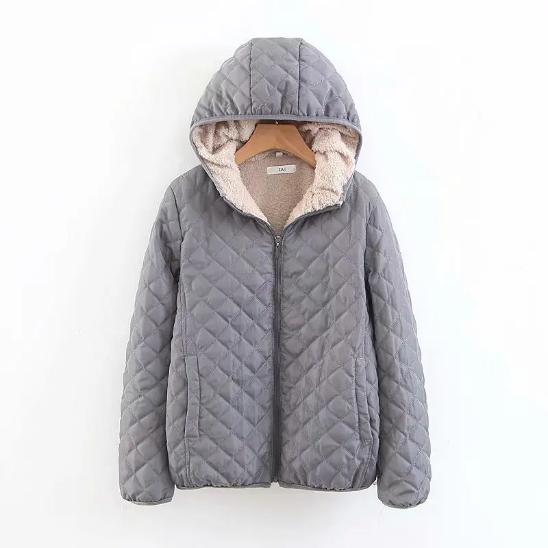 C1532-Korean-style женская одежда 19 зимние новые продукты яркие цвета стеганые маленькие ромбы на молнии с капюшоном хлопчатобумажная стеганая одежда