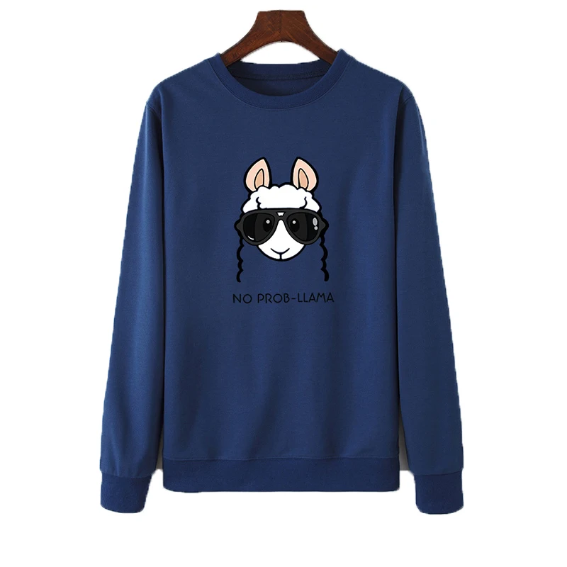 Royal Blue Harajuku женские толстовки с капюшоном остроумный овчарка мультфильм буквы печатные длинный рукав толстовка женская негабаритная Толстовка Повседневная Женская топы - Цвет: Royal Blue