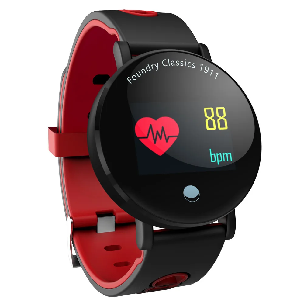 Y6Plus цветной экран Bluetooth умный Браслет IP68 Водонепроницаемый Шагомер пульсометр кровяное давление Металл выпечки лак циферблат - Цвет: Красный