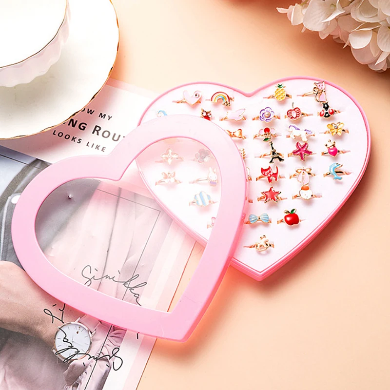 

50pcs Cartoon Children's Rings Lovely Beautiful Alloy Mixed Color Jewelry Creative Accessories Girl Child Gifts rings