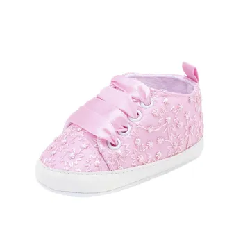 

Lace Embroidered Lace-up Shoes Solid Color Baby Toddler Shoes Baby Boy Girl Shoes