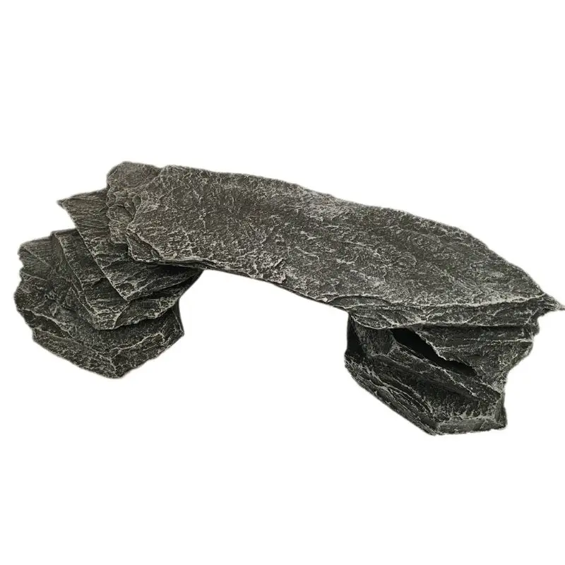 Темно-серый пейзаж смолы греющийся пандус черепаха подъем камень среда обитания для аквариума U90A