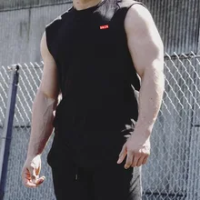 Мужской жилет для занятий фитнесом, для бега, чистый хлопок, дышащие топы, спортивные, без рукавов, быстросохнущие, тренировочная футболка с коротким рукавом