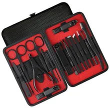 Набор кусачек для ногтей из нержавеющей стали, инструменты для педикюра, набор для ухода за ногтями для мужчин, 18 шт., с черным чехлом из искусственной кожи для путешествий, дома