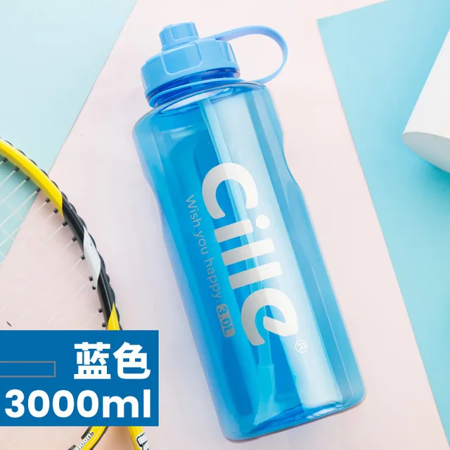 Cille Brand 1000ml Bpa Free Sport Water Bottle With Straw 1l 2l 3l Plastic  Water Drinking Bottle For Water Space Bottles - Water Bottles - AliExpress