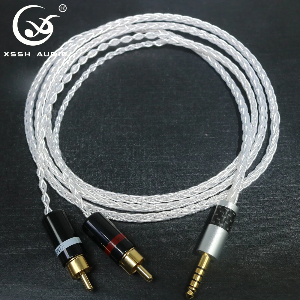 YIVO XSSH audio 4 4mm to 2 RCA 8 core Silver Plated pure copper Headphone Earphone Extension Cable Wire Cord