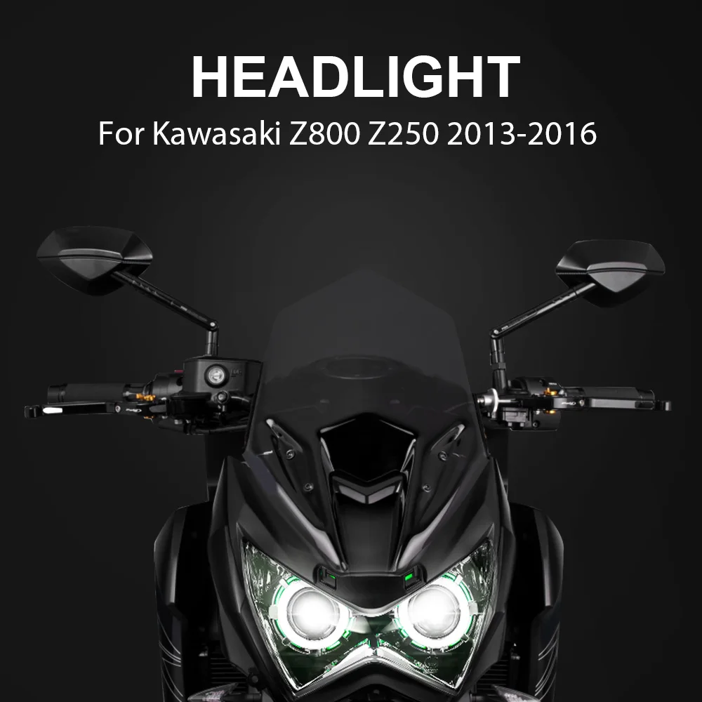 KEMiMOTO для kawasaki Z250 Z800 мотоциклетный головной светильник Ангел глаз HID проектор на заказ головной светильник в сборе лампа Z 800 2013