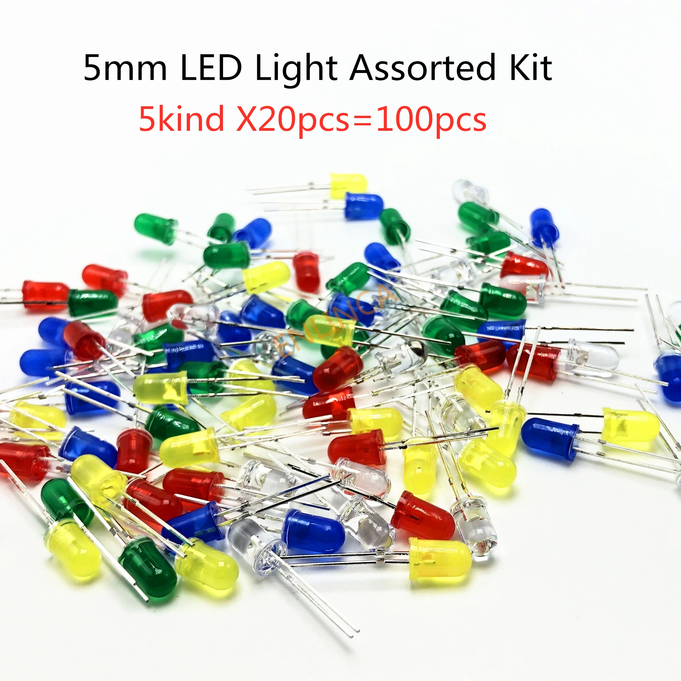 5kind-X20pcs-100pcs-5mm-LED-Light-Assorted-Kit-DIY-LEDs-Set-White ...