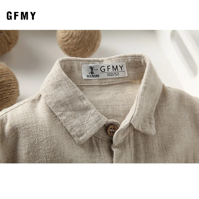 GFMY/ г. Осенняя хлопковая однотонная белая рубашка с длинными рукавами для мальчиков детская повседневная школьная одежда 9028