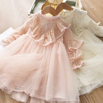 

5304 Ruffles Embroidery Princess Baby Girl Dress 2020 New Spring Party Wedding Kid Dress For Girl Wholesale Children Clothes Lot