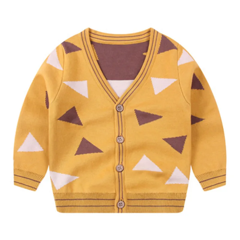 yellow New Boys Girls Kids Fashion Knit Cardigan Sweater Kids Children Sweaters Spring Autumn Baby Boys Cargidans Outwear 2-8T - Color: yellow