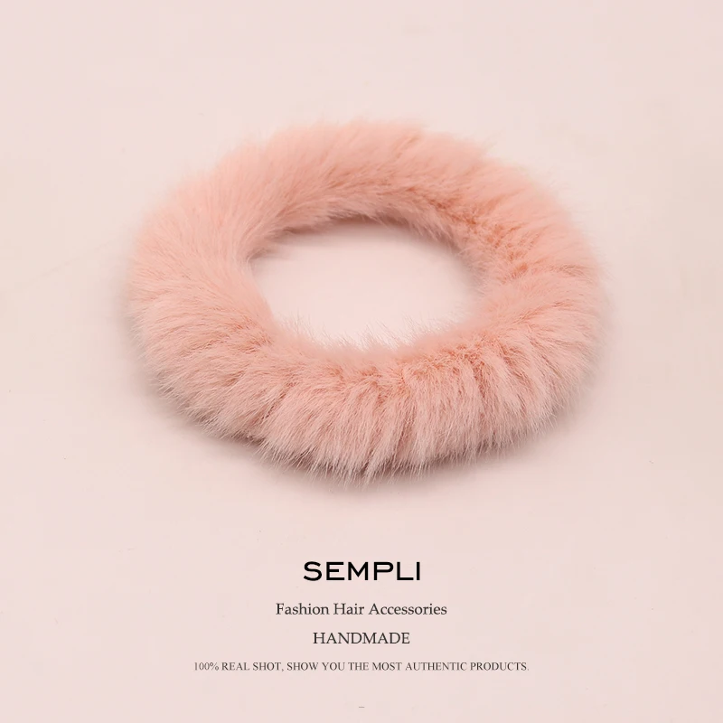 Sempli, 9 цветов, базовая шерстяная резинка для волос gumki do wlosow, женские резинки для волос, аксессуары для волос для девочек, повязка на голову - Цвет: Pink