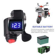 AOZBZ Thumb Accelerator Электрический велосипед ручка бар вольтметр ЖК-дисплей мотоцикл Скутер E-Bike Thumb Дроссельный ускоритель