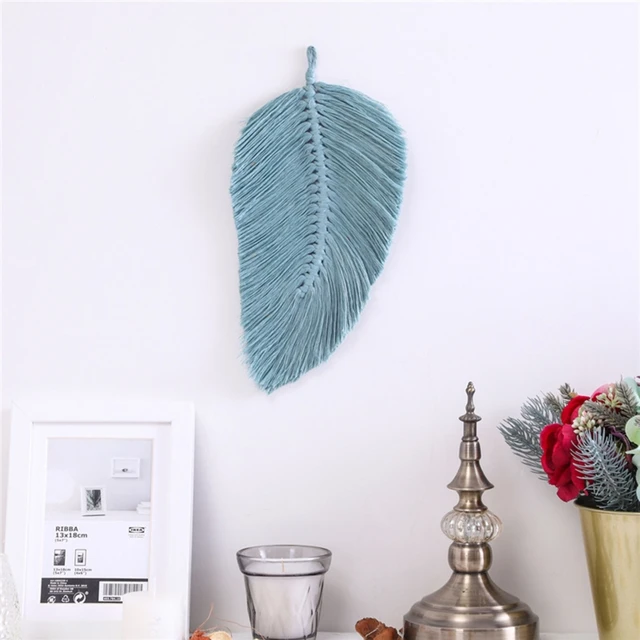 OOTDTY Handmade Tassels Macrame Leaves Tapestry Nordic Style Tapestry Wall Hanging Toys Kids Room Decor Home Nursery Boho Decor 4