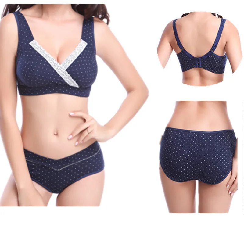 Cotton Maternity Bra+Panties sets Nursing Bras Pregnancy Women Underwear Feeding Breastfeeding Nursing Bra Underwear 2