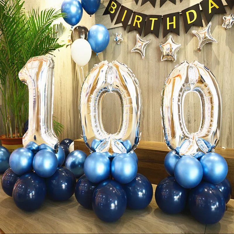 32 дюйма серебряная фольга номер конфетти для воздушного шара надувной стоячий