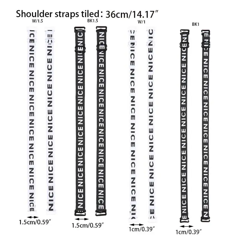 Women Girls Decorative Embroidery Nice Letters Bra Straps Replacement Sports Bralette Underwear Shoulder Belt With Slide Hook