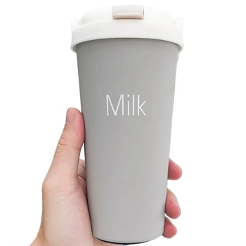 

550Ml Cartoon Straw Cup Letter Coffee Mug Stainless Steel Cup Art Small Fresh Student Milk Tea Water Mug