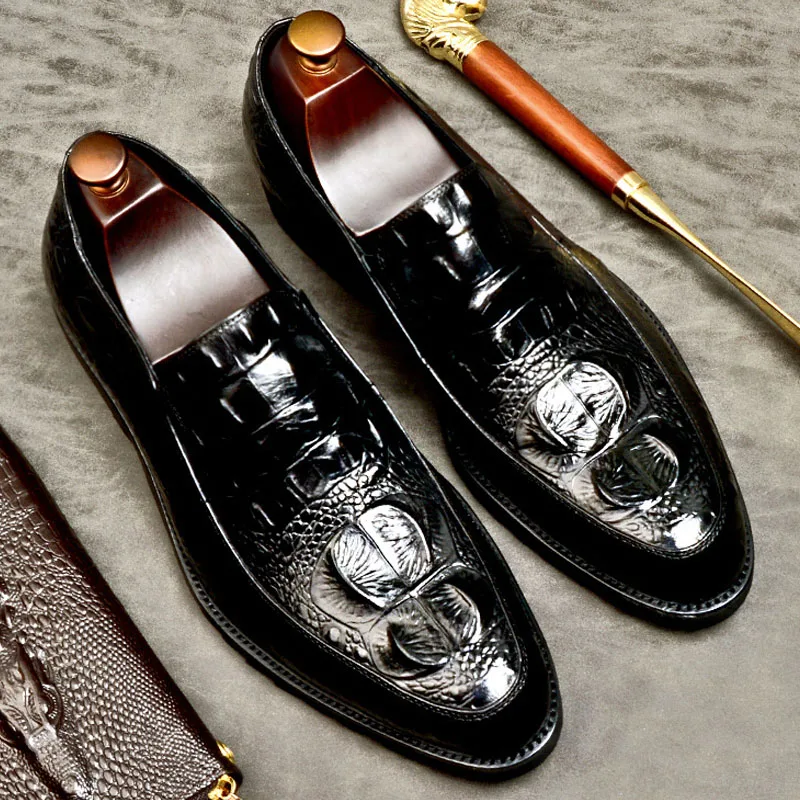 

2019 Handmade Brand Italy Shoes Fashion Business Wedding Party Office Male Dress Shoe Genuine Leather Mens Oxford Crocodile Shoe