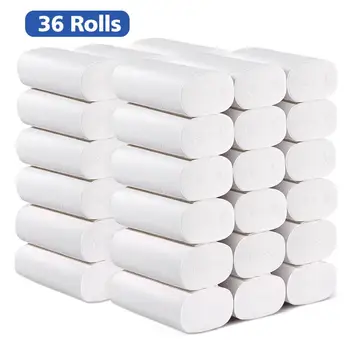 

36 Rolls 4-Layer Toilet Tissue Soft Toilet Paper Household Sanitary Paper Towel 80 Sections Roll Toilet Paper Bulk UK Shipping