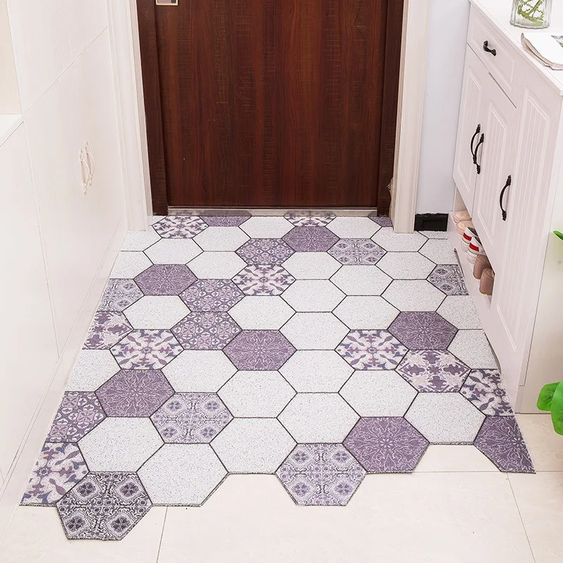 

Can Be Cut Custom DoorRug Carpet Bedroom Bathroom Living Room Hallway Kitchen DoorRug Non-slip PVC Silk Loop Entrance Rug Carpet
