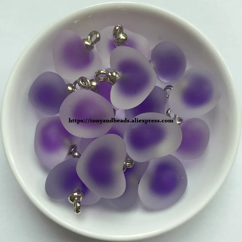 (1 Los = 10 stücke) Herzform matte Perle in Perle Acryl kleiner Anhänger Größe 16mm 11 Farben für Schmuck herstellung DIY – Detail 8