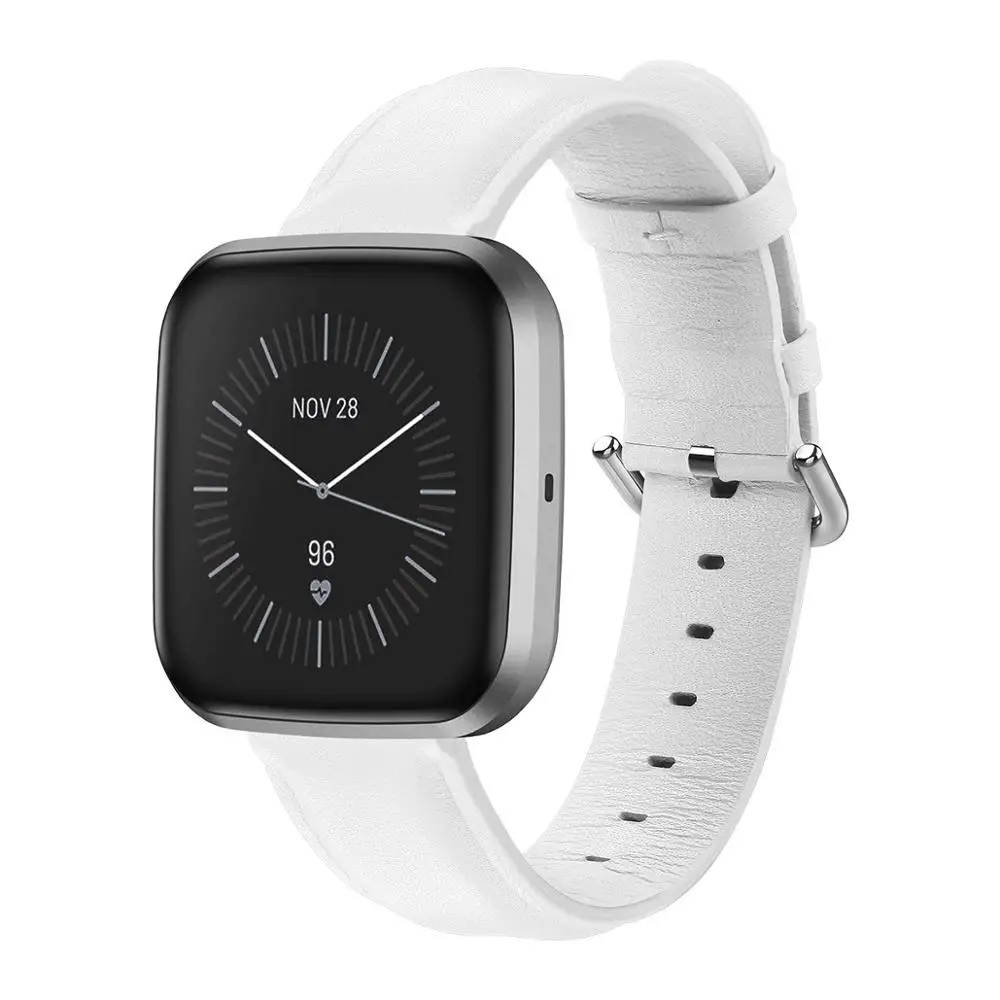 White Высокое качество, кожаный ремешок для наручных часов для Fitbit Versa, сменный смарт-браслет, ремешок для часов для Fitbit Versa 2, ремешок - Цвет: White