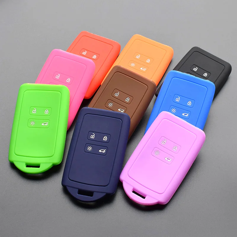 

Silicone Car key fob cover case shell holder for Renault TALISMAN CAPTUR Espace Clio Megane Koleos 2016 2017 card remote keyless