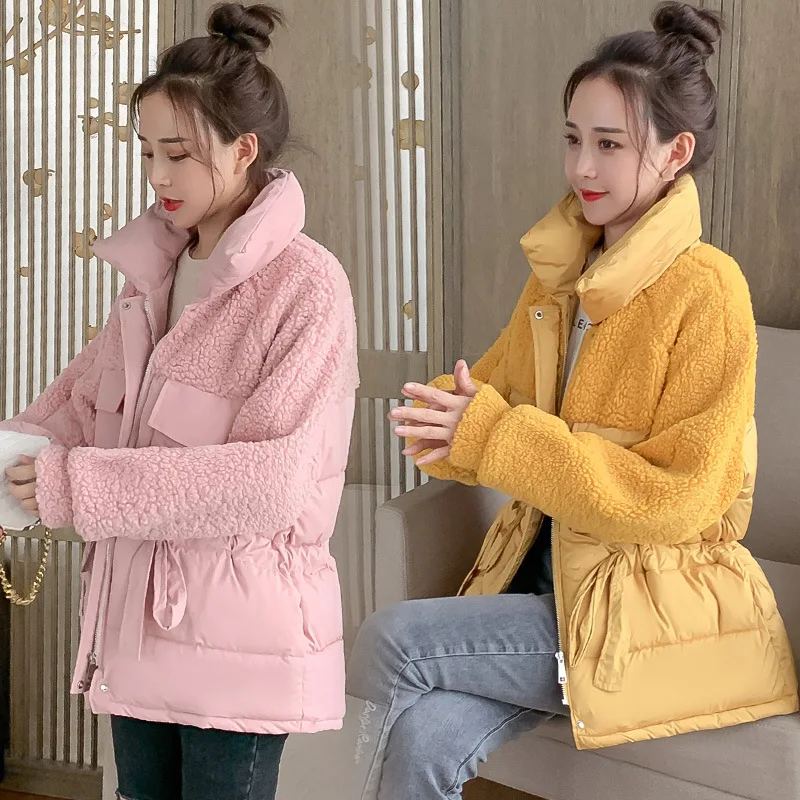 

Photo Shoot 2019 New Style ke li rong Lambs Wool Thick down Jacket Cotton Overcoat Woman Cotton Dress
