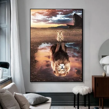 

Litter Lion Reflection Into Adulthood Diamond Paintings Full Drill Square/Round 5D Diamond Painting Mosaic Needlework Paintings